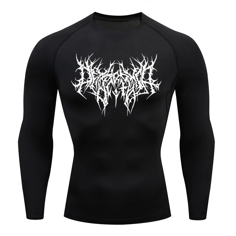 Y2K GYM Compression Tshirts Sport Workout Thorn Print T-shirts Mens Running Fitness Tight Summer Sportswear Top Tee 250211