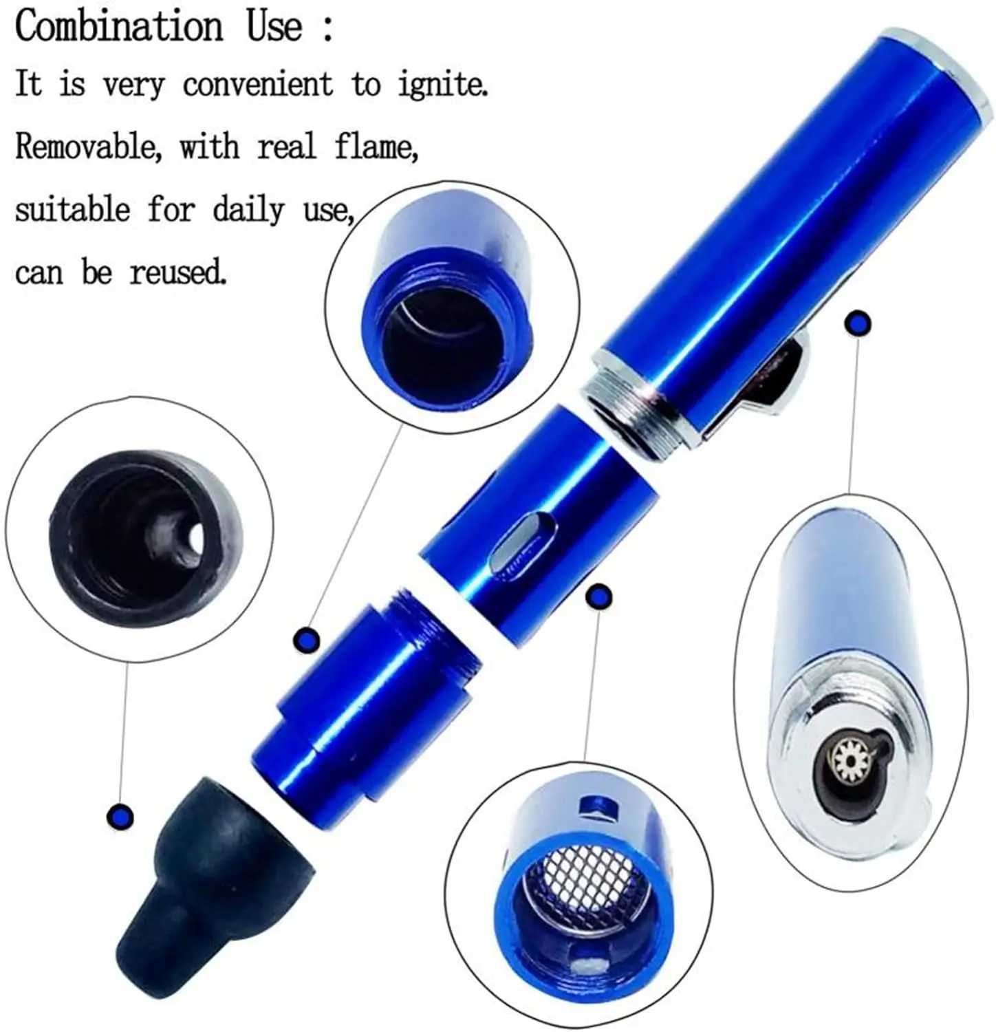 Lighters Long Portable Metal All in One Pipe Built-in Detachable Inflatable LighterT250211