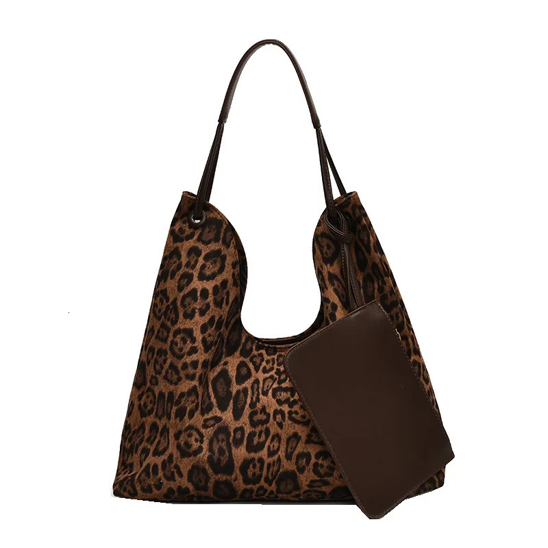 Leopard Print Bag Womens Fashion Dumpling Bag Large Capacity Autumn and Winter Messenger Casual Retro Bag 250210