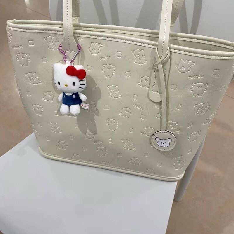 Cute puppy Tote bag girl heart niche everything commute large capacity shoulder bag cartoon texture tote bag 2025