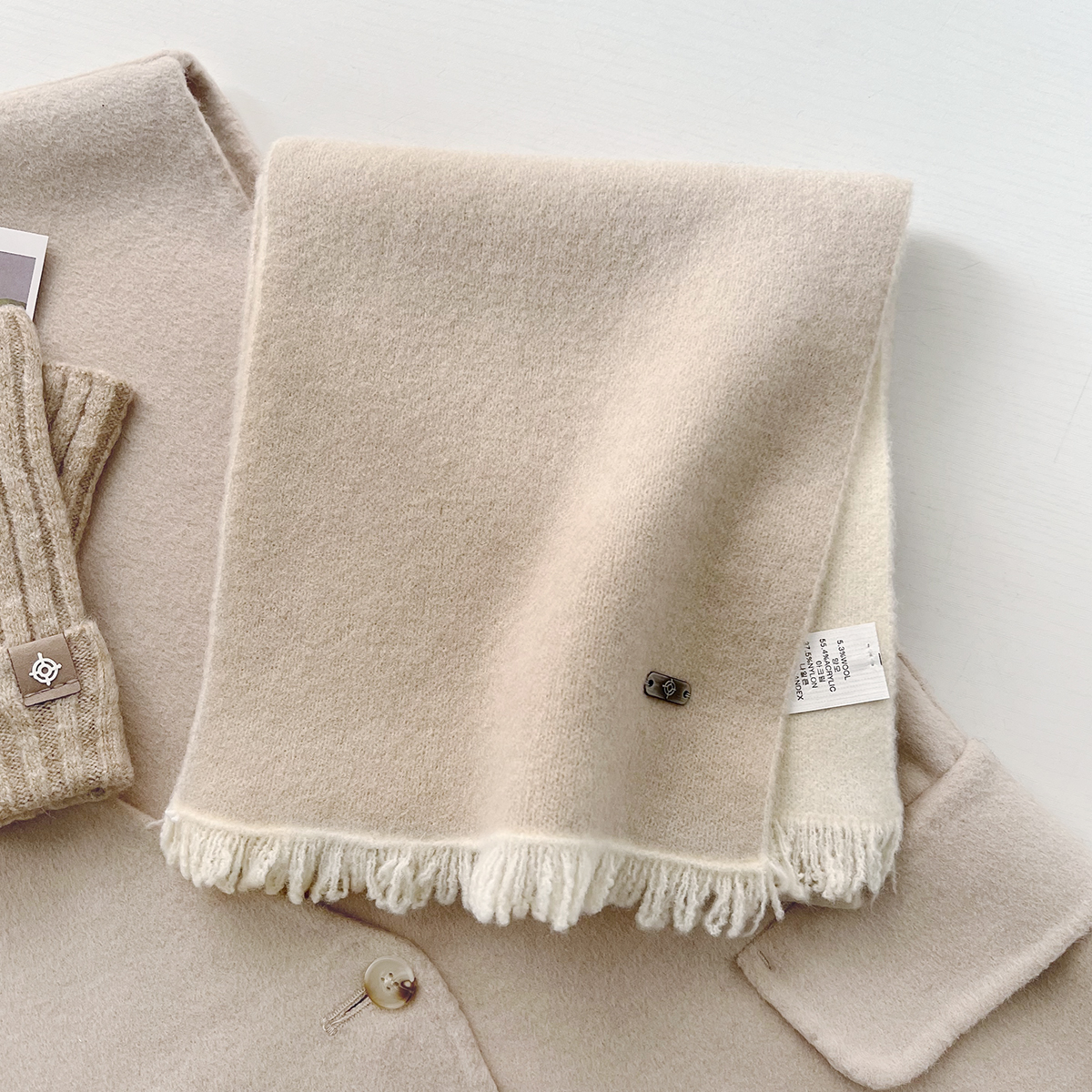 G10172 cashmere scarf women's winter thick solid color wool scarf versatile Korean version shawl men's autumn and winter white scarf