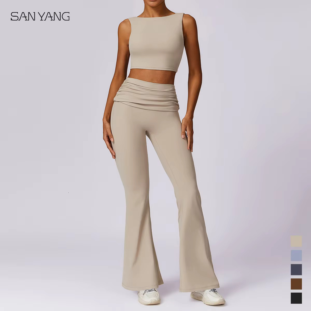 2024 New Yoga 2pcs Seamless Woman Sportswear Sport Outfit High Waist Leggings Set Top Female Vest Gym Fiess Clothing