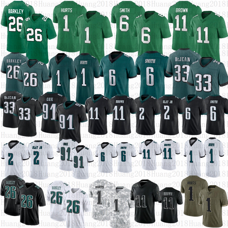 26 Saquon Barkley 33 DeJean White brown football jersey 1 Hurts 0 Bryce Huff Reddick Jason Kelce Davis Brian Dawkins Darius Slay Jr Brandon Graham Fletcher Cox Carter