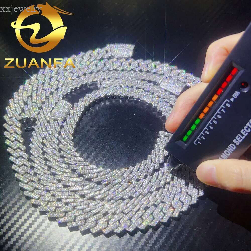 Hot Selg Drop Shipping Service Sterg Sier Hip Hop 10mm 12mm 14mm 15mm Iced Out Moissanite Dia Cuban k Chain