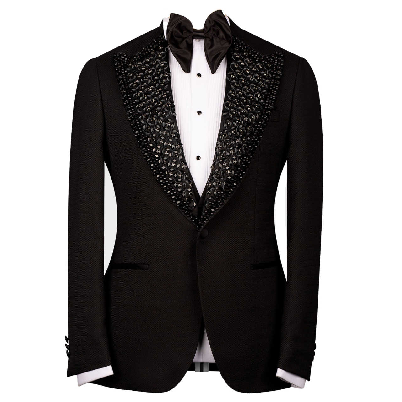 2025 New Fashion Handsome Slim Fit Groom Tuxedos Mans Suits Jackets One Button Business Casual Suit Shawl Lapel Beading Bridegroom Tailor Custom Made