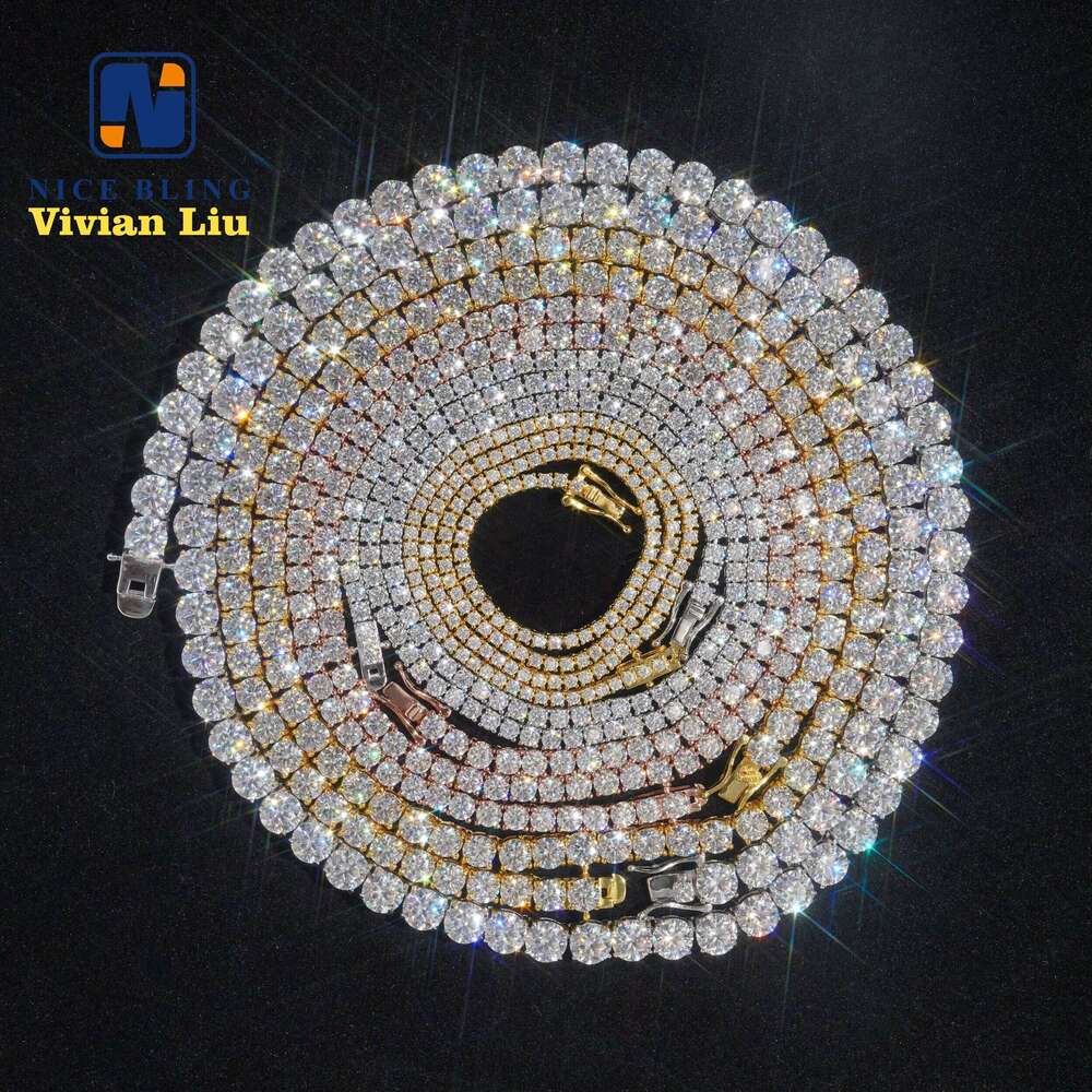 Wholesale Price Sterg Sier Bracelet Necklace Vvs Moissanite Hip Hop Jewelry Iced Out Dia Tennis Chain