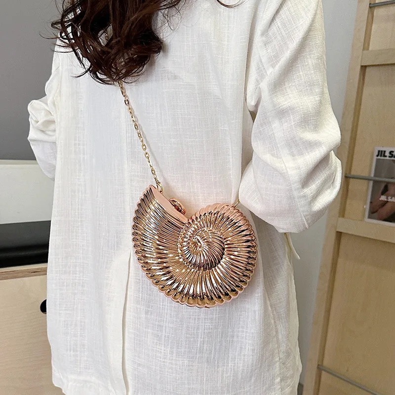 Conch Fashion Evening Banquet Bag Chain Bar Dinner Sparkling Acrylic Handbag 2024 250207