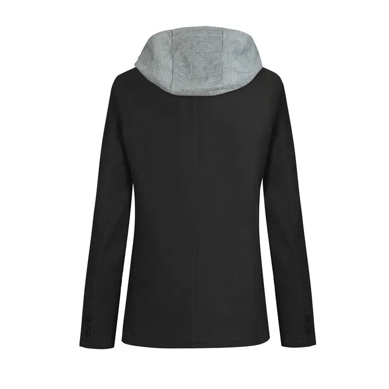 Plus Size M6XL Casual Blazer Men Two Pieces Detachable Hood Blazer Full Sleeve Single Breasted Two Buttons Suit FS150 250210