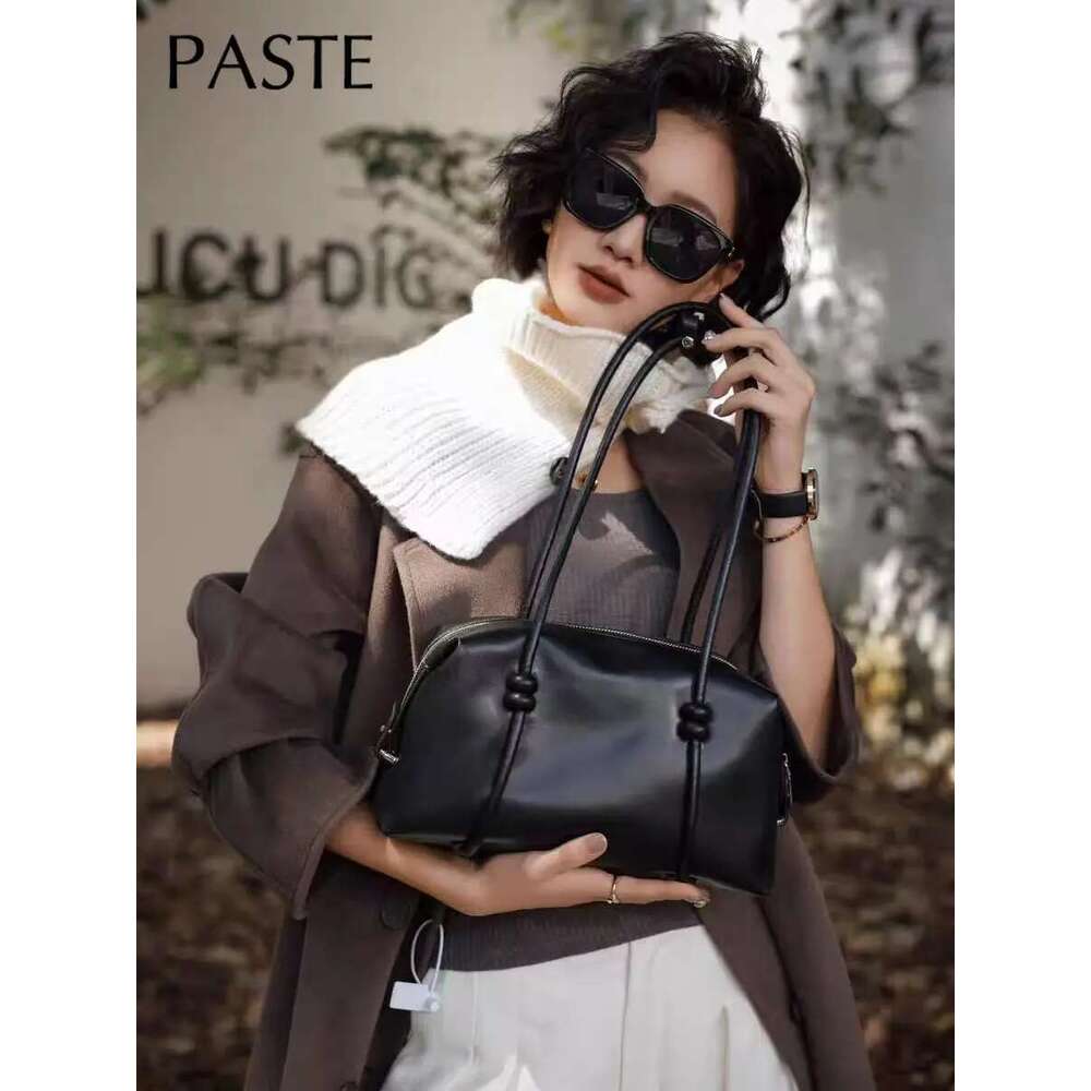 Vintage Simple Long-Handle Easy To Wear Women Tote Wine Red Genuine Cow Leather Female Shoulder Bag Rope Strap Travel Handbag