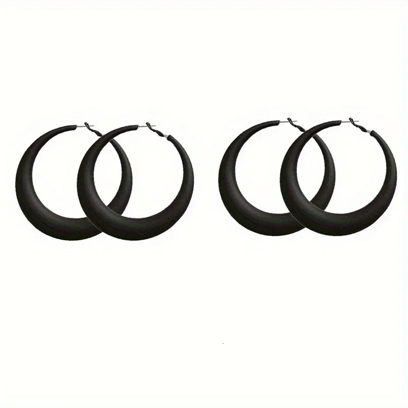 Fashion C Shape Black Large Circle Earrings for Women Girl Temperament Simple Exaggerated Party Gifts Hoops Jewelry 250110