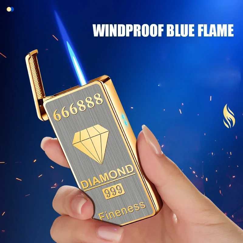 Intelligent Voice-Activated Windproof Flame Lighter Airflow Gravity Sensing Knock Ignition Visual Gas Window Men Gadgett250211 W260202
