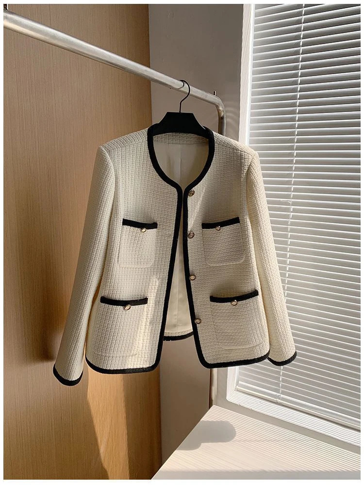 Oversize 3XL Vintage Tweed Jackets Korean Elegant Coat Women Spring Outwear Single Breasted Crop Top Streetwear Jackets 250210