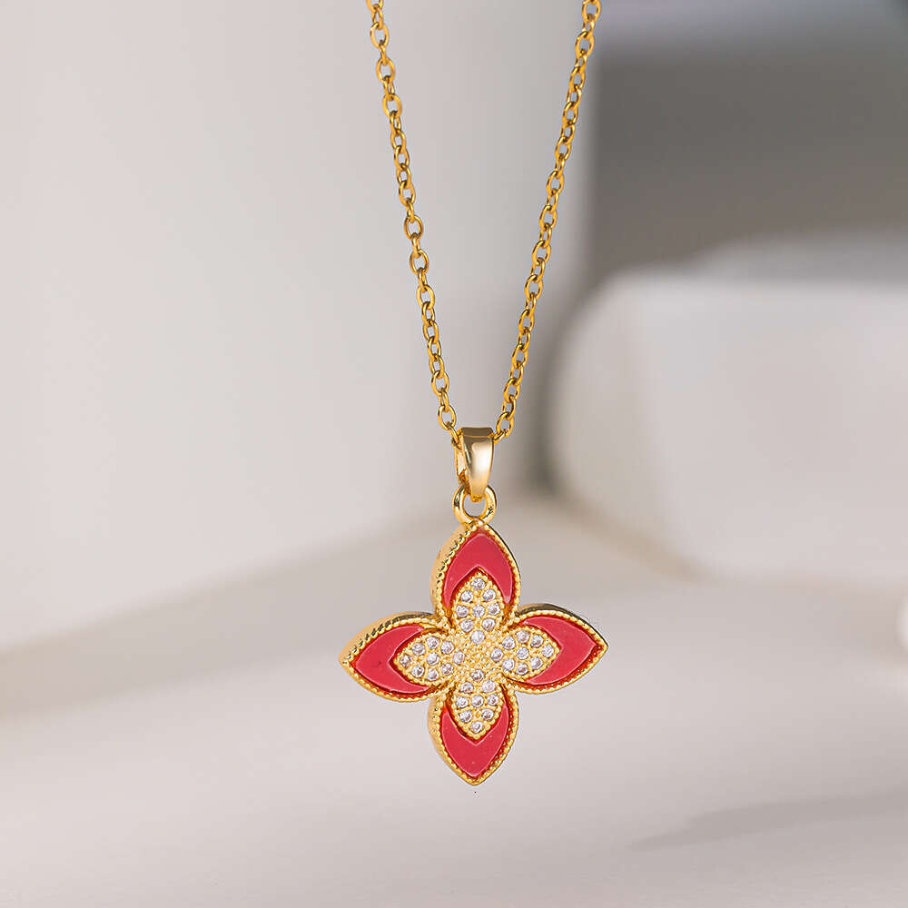 4 Clover Necklace For Women Luxury Designer jewelry 4/ Leaf necklace Copper Gold Plate Agate Diamond Fashion Charm Chain Wedding Gift Party Good Quali