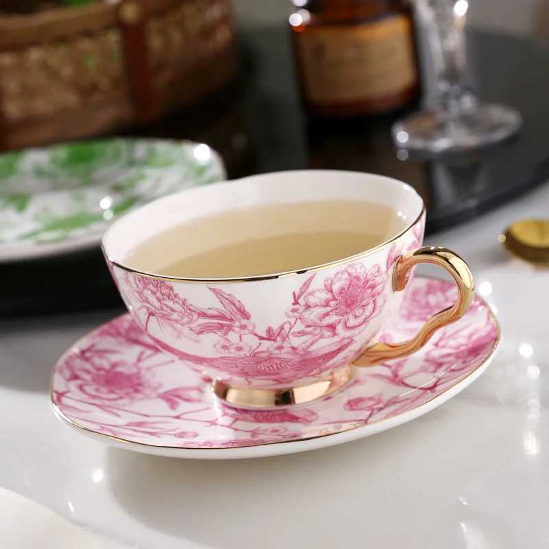 Cups Saucers Tableware Coffee Cup High-end and Simple French Flower and Bird Ceramic Bone China Coffee Cup Plate Set Household Tea Cup CL250211