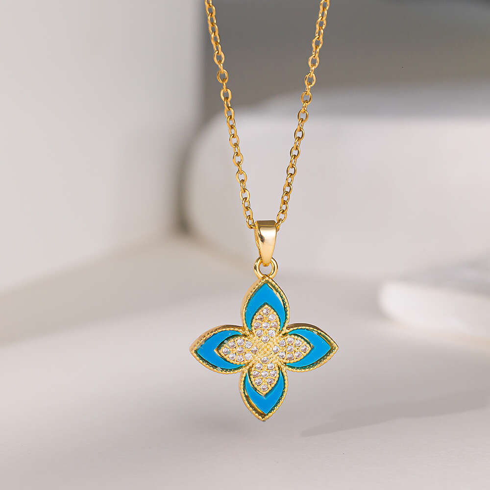 4 Clover Necklace For Women Luxury Designer jewelry 4/ Leaf necklace Copper Gold Plate Agate Diamond Fashion Charm Chain Wedding Gift Party Good Quali
