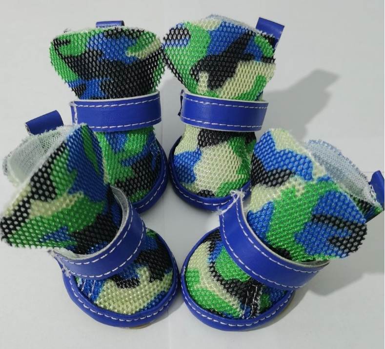 Summer Dog Shoes Mesh Magic Tape Camouflage Color Soft Sole Anti Slip Breathable Fashionable Pet , French Bulldog, Pomeranian Small And Medium-sized D