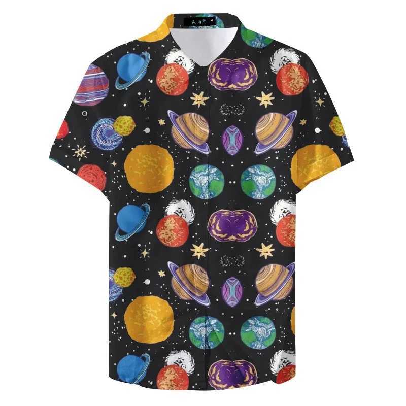 3D Printed Planet Rocket Shirts For Men Clothes Cartoon Animal Dog Graphic Boy Blouses Harajuku Fashion Y2k Short Sleeve Blouse W250211