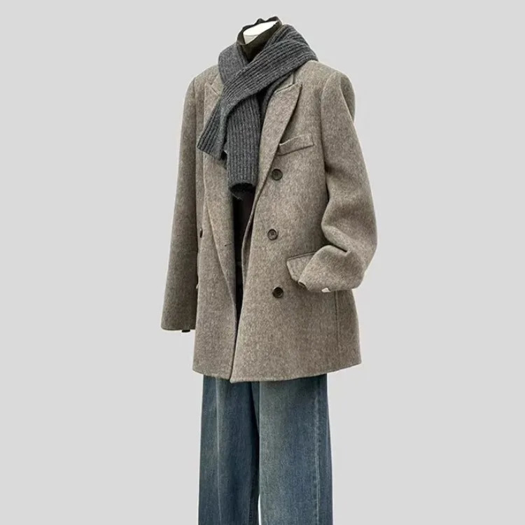 Wool Blazer Coat for Women Female Office Lady Autumn/Winter High-end Short Wool Petite Korean-style Elegant Jacket 250207