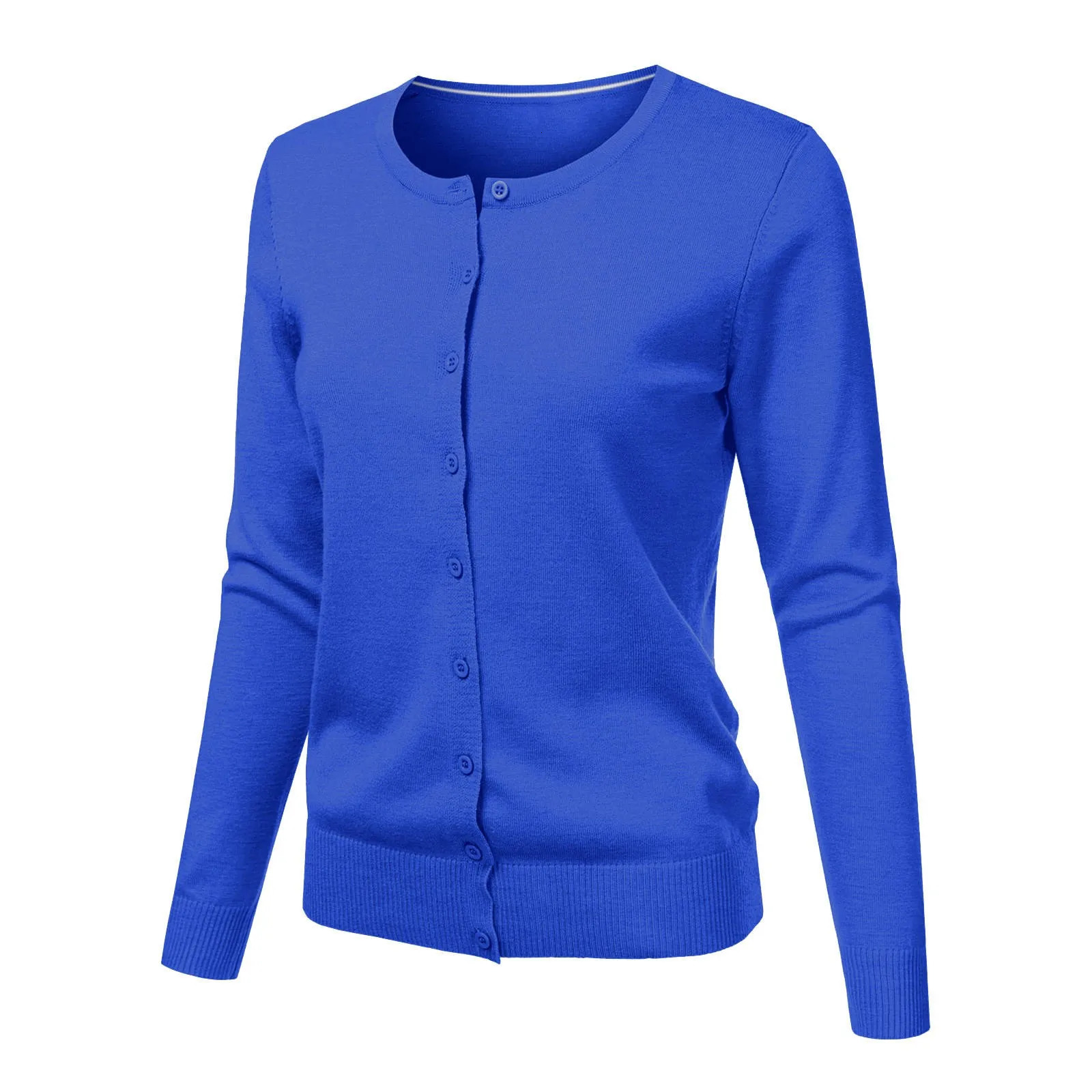 Knitted Sweater Cardigan Autumn Single Breasted Long Sleeved Jacket Solid Color Round Neck Top WomenS Coat 250211