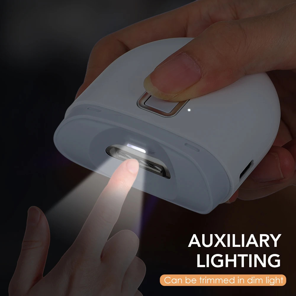 Electric Nail Clipper With LED Light Automatic Nail Polishing Grinder For Children Adult Nail Trimmer Portable Manicure Tools 250113