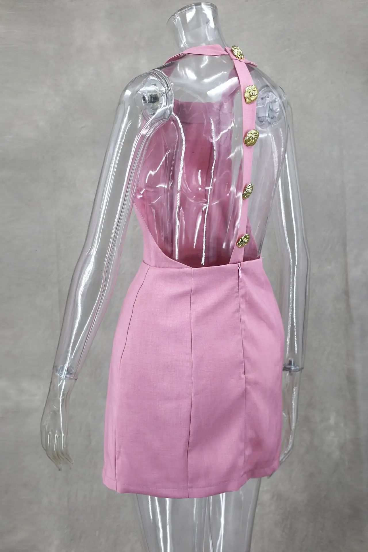 Sexy Cut Out Rose Button Halter Mini Dress Women Fashion Sleeveless Backless Party Dresses 2024 Summer Elegant Female Vestidos 250210