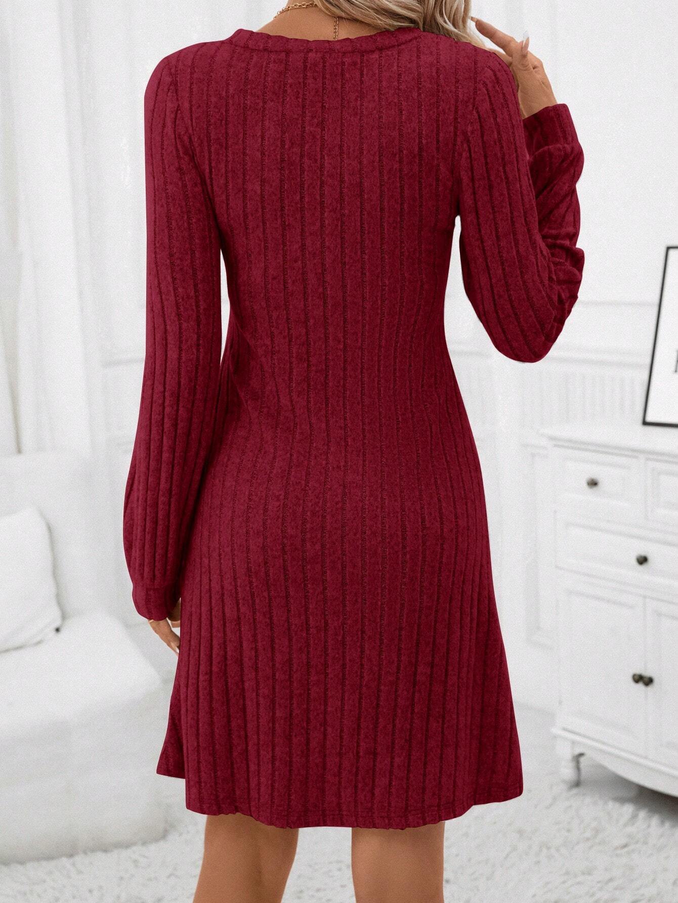 MU3290 Autumn and winter new commuter style wine red dress high waist slim fit mid-length skirt for women