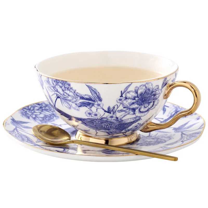 Cups Saucers Tableware Coffee Cup High-end and Simple French Flower and Bird Ceramic Bone China Coffee Cup Plate Set Household Tea Cup CL250211