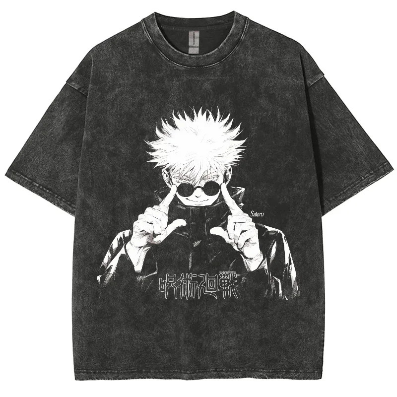 Anime Jujutsu Kaisen Gojo Satoru T Shirts Washed Men Women Cotton Harajuku TShirts Ryomen Skirts Retro for Tops Tees 250210