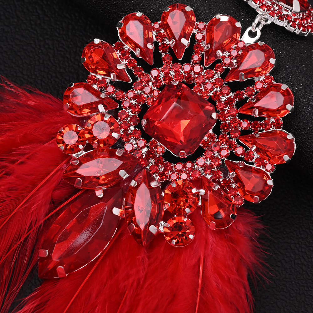 Exaggerated Earrings 2PCS/LOT Rhinestones Statement Ear Drops for Queens Banquet Accessories