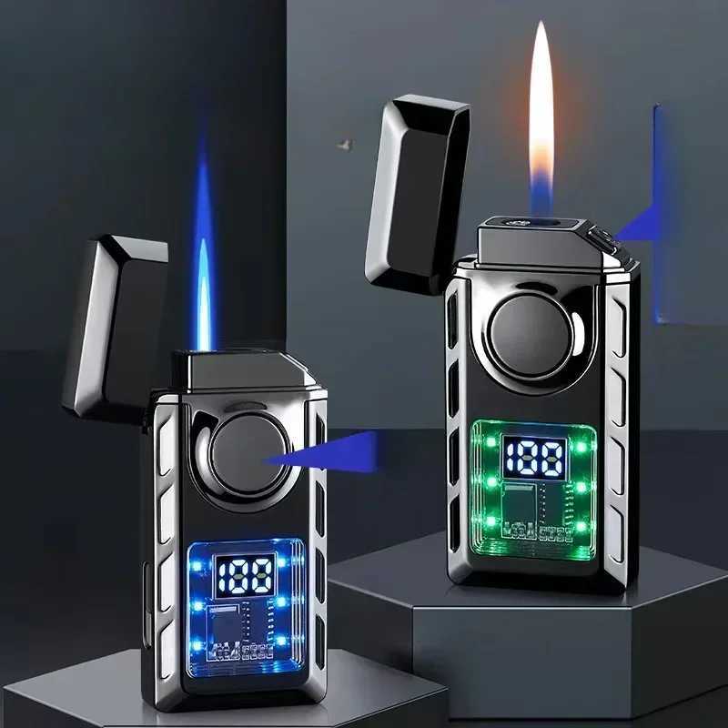 2024 Rechargeable Piezo Pse Windproof Cigar Cigarette Lighter Jet Butane Torch Gas Two Types Flames Lighters Smoking Accessory Y250210