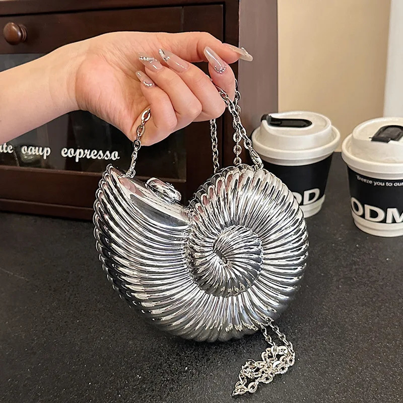 Conch Fashion Evening Banquet Bag Chain Bar Dinner Sparkling Acrylic Handbag 2024 250207