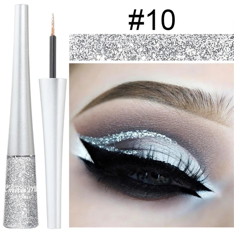 1PC Liquid Shiny Eye Liners Pigment Silver Green Gold Glitter Professional Waterproof Eyeliners Beauty Cosmetics Women Makeup 250113