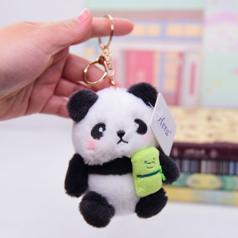 Adorable Plush Panda Keychain Cartoon Doll Couples Accessory for Bags