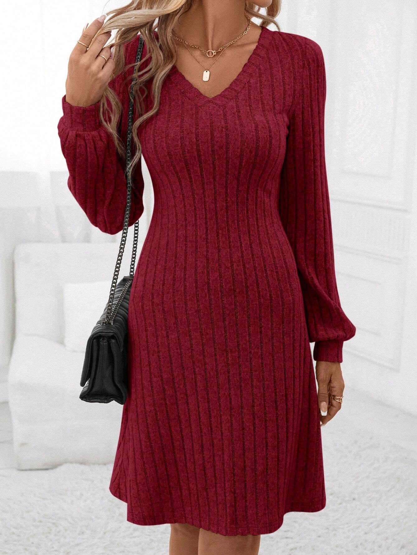 MU3290 Autumn and winter new commuter style wine red dress high waist slim fit mid-length skirt for women
