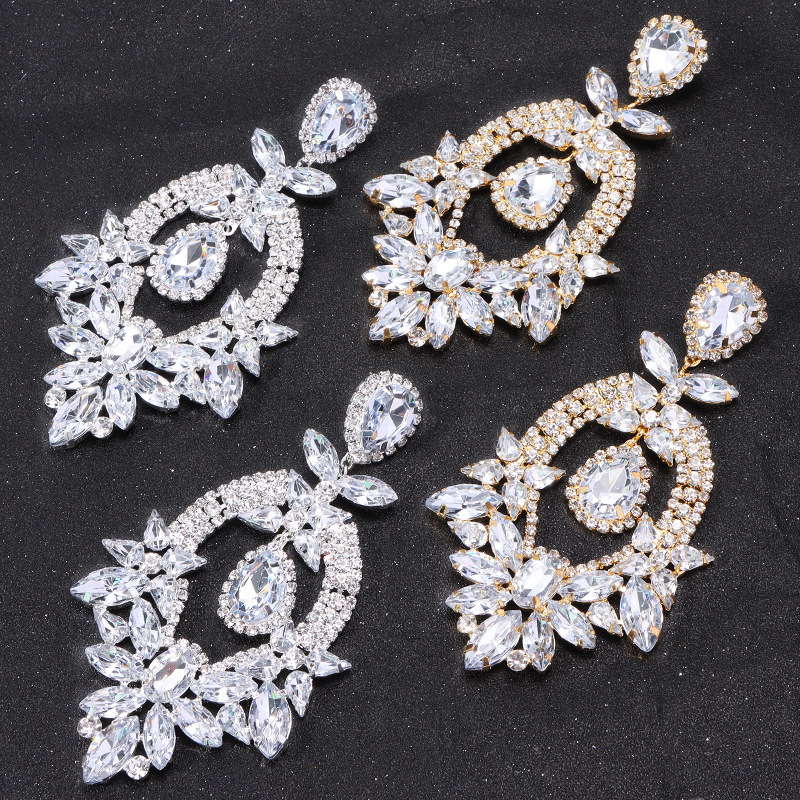 Women's Earrings 2PCS/LOT Big Exaggerated Earrings Rrhinestone Tassel Earrings Runway Accessories earrings