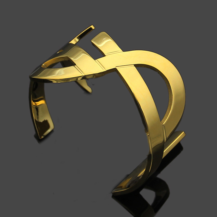 Gold Plated Women Designer Bangles Stainless Steel Luxury Letter Couple Bangles For Women Lady Gifts