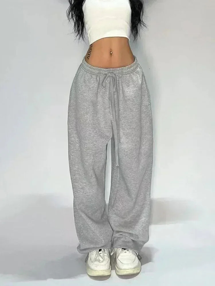 Deeptown Casual Gray Sweatpants Women Wide Leg Black Joggers Classic Baggy Streetwear Oversized Sports Female Trousers Allmatch 250210