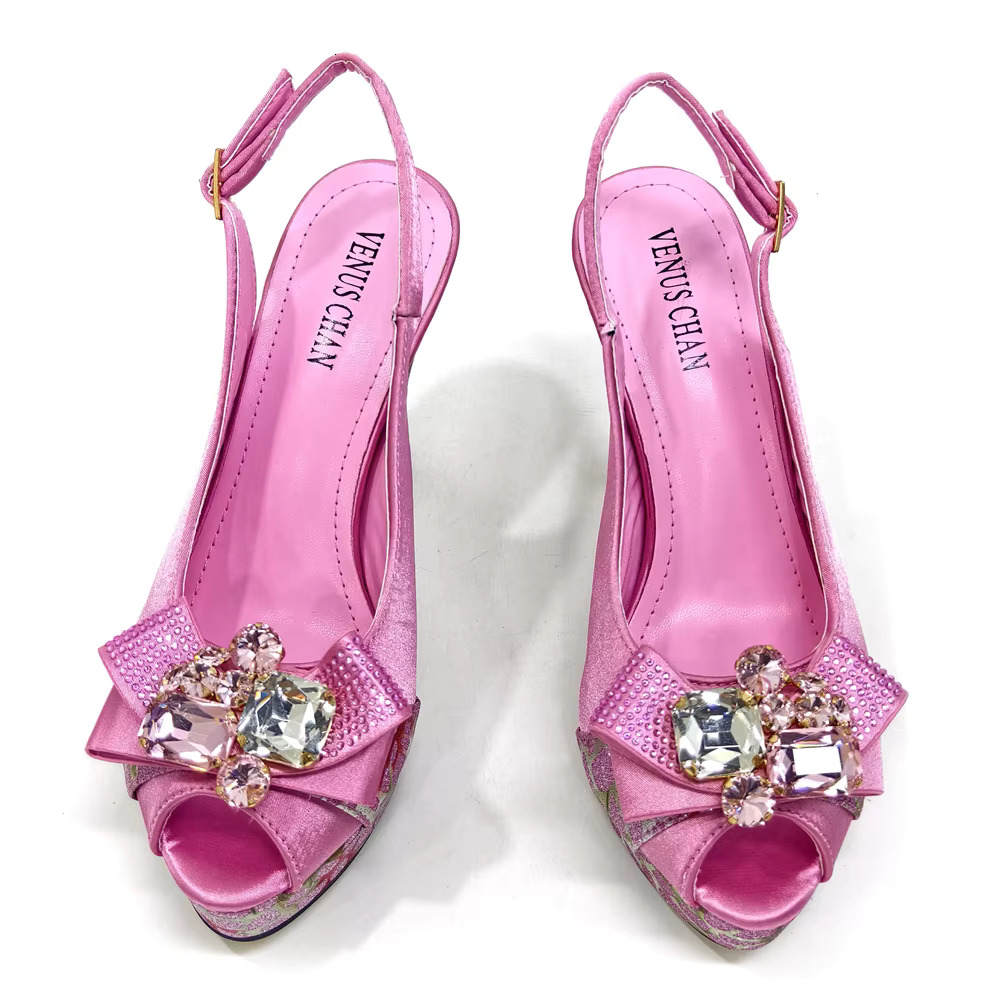 Venus Chan Nigerian Women Heel Party Shoes And Bag Set Royal Blue Colour Rhie Handbag Italian Design Wedding INS 2024