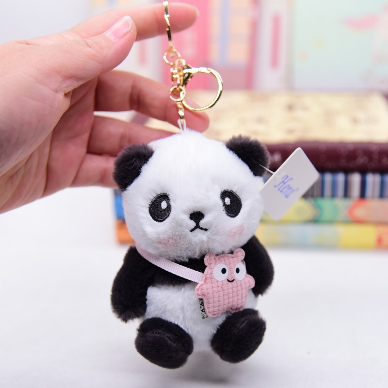 Adorable Plush Panda Keychain Cartoon Doll Couples Accessory for Bags