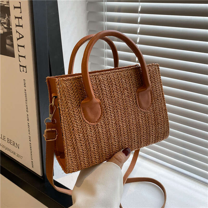 2025 New Women's Single Shoulder Crossbody Bag Trendy Solid Color Weaving Style Small Square Women