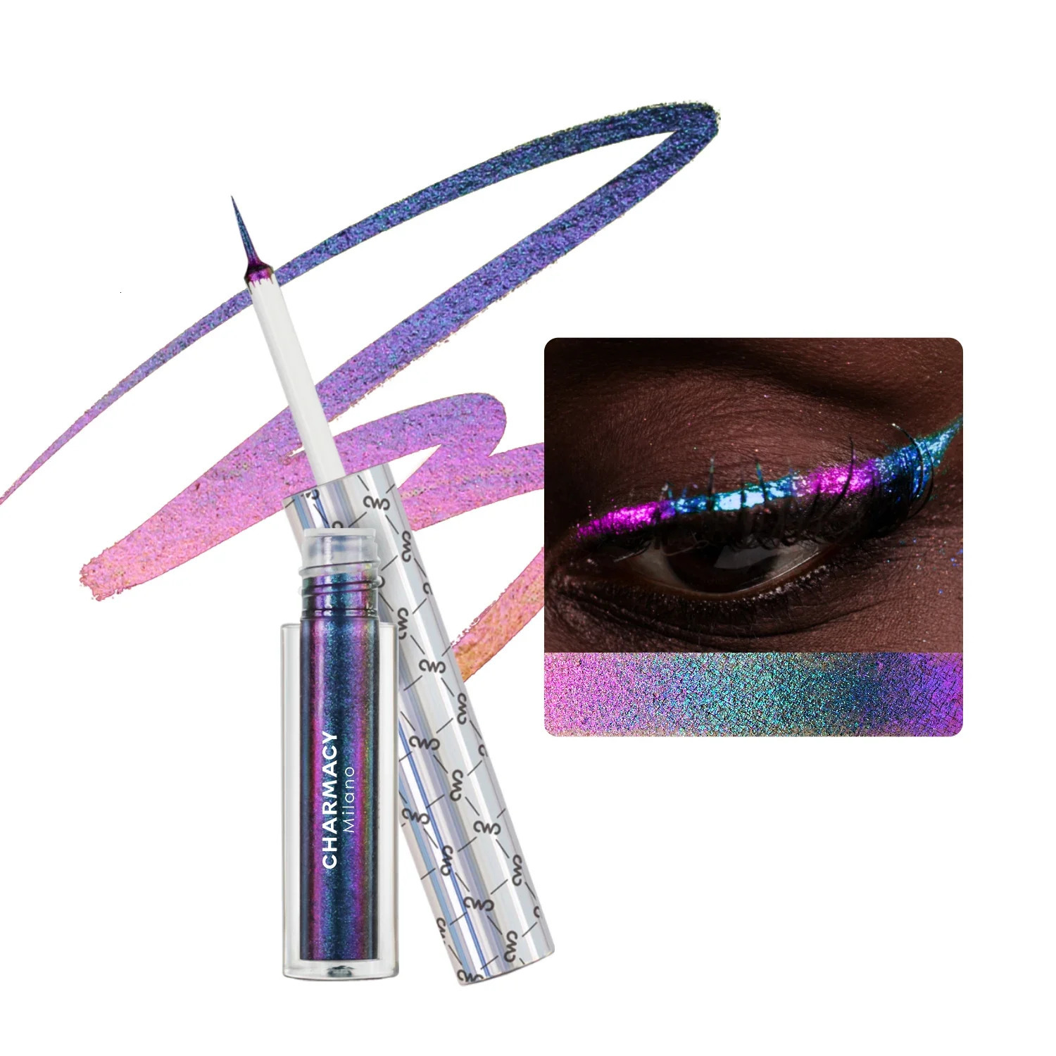 CHARMACY Multichrome Liquid Eyeliner Pen Glitter Waterproof Long-lasting High Pigment Smudge-proof Eye Liner Makeup for Women 250113