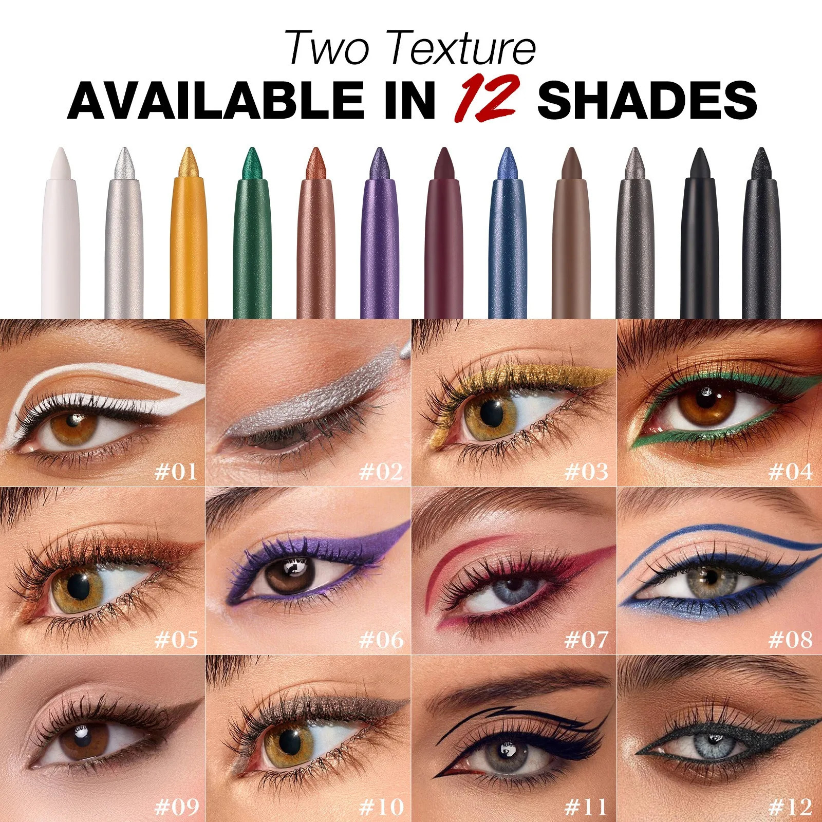 Matte Glitter Gel Eyeliner Pencil Smooth Waterproof Blue Brown Eyeliner Fast Dry Matte Concealer Pen Long Lasting Eyes Makeup 250113
