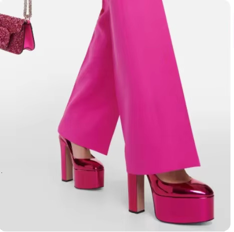 2024New Brand Women's Super High Heel Fashion Thick Sole Leather Bridal Wedding Party Shoes Women Summer