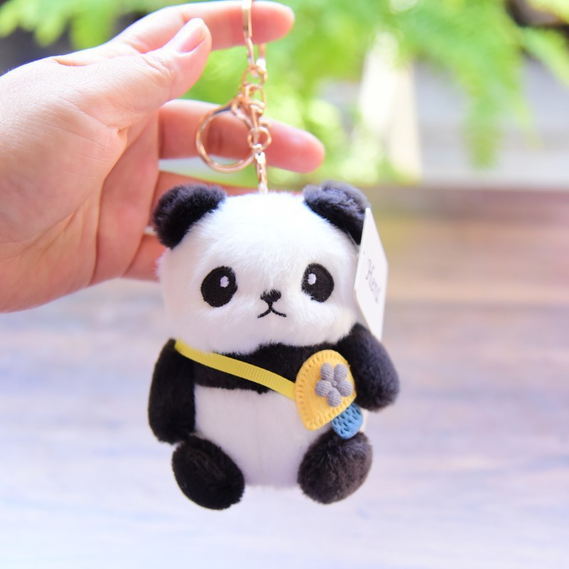 Adorable Plush Panda Keychain Cartoon Doll Couples Accessory for Bags