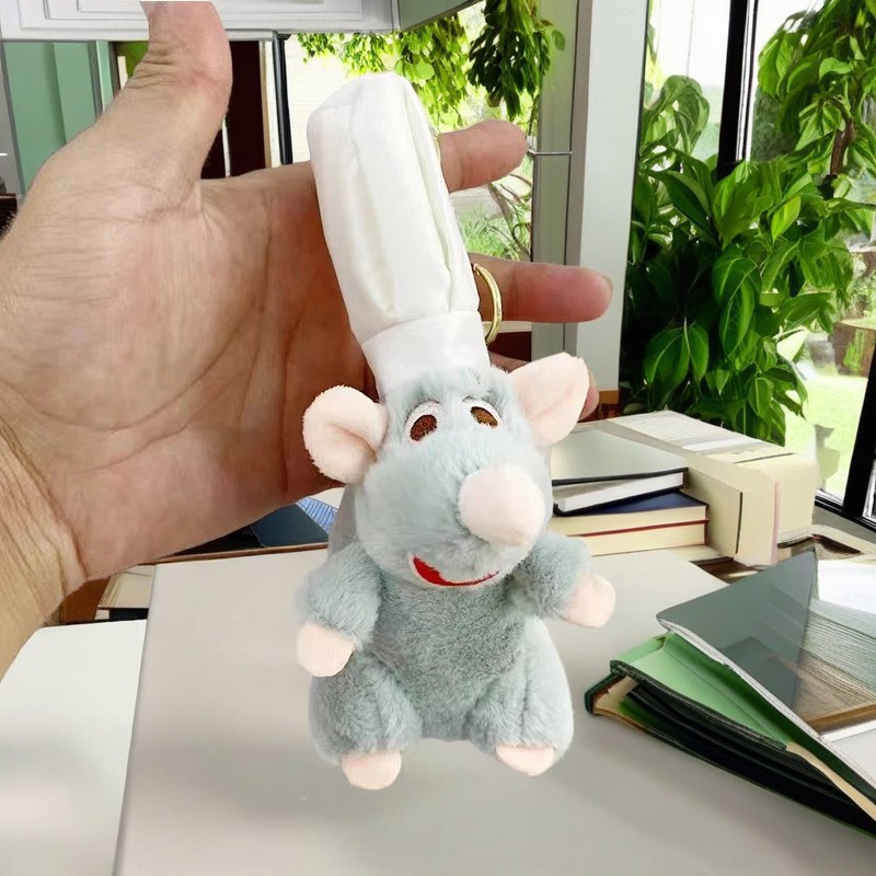Cuddly Furry Cook Mouse Plush Ornament - Fun Keyring Accessory