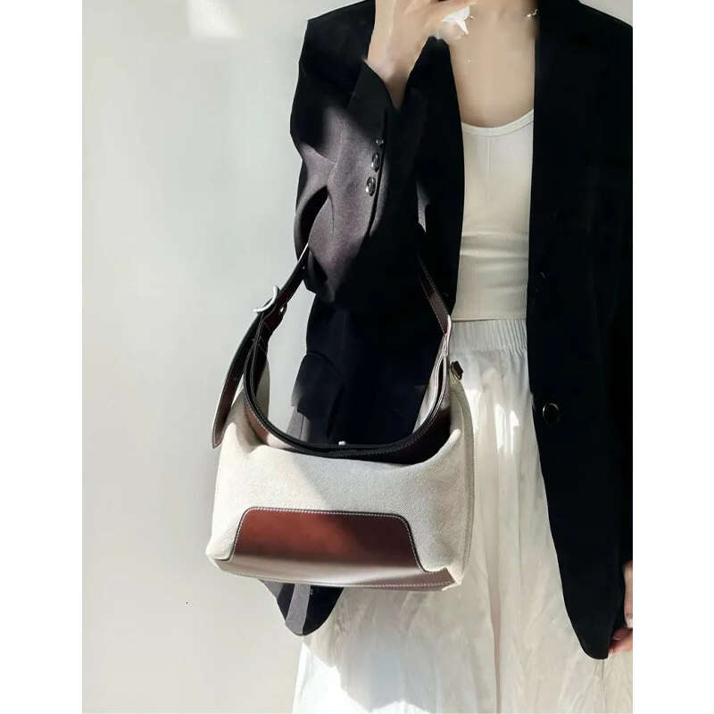 Women's Bags Small niche design color blocking patchwork canvas bag women's bag new fashion trend shoulder bag canvas crossbody women's