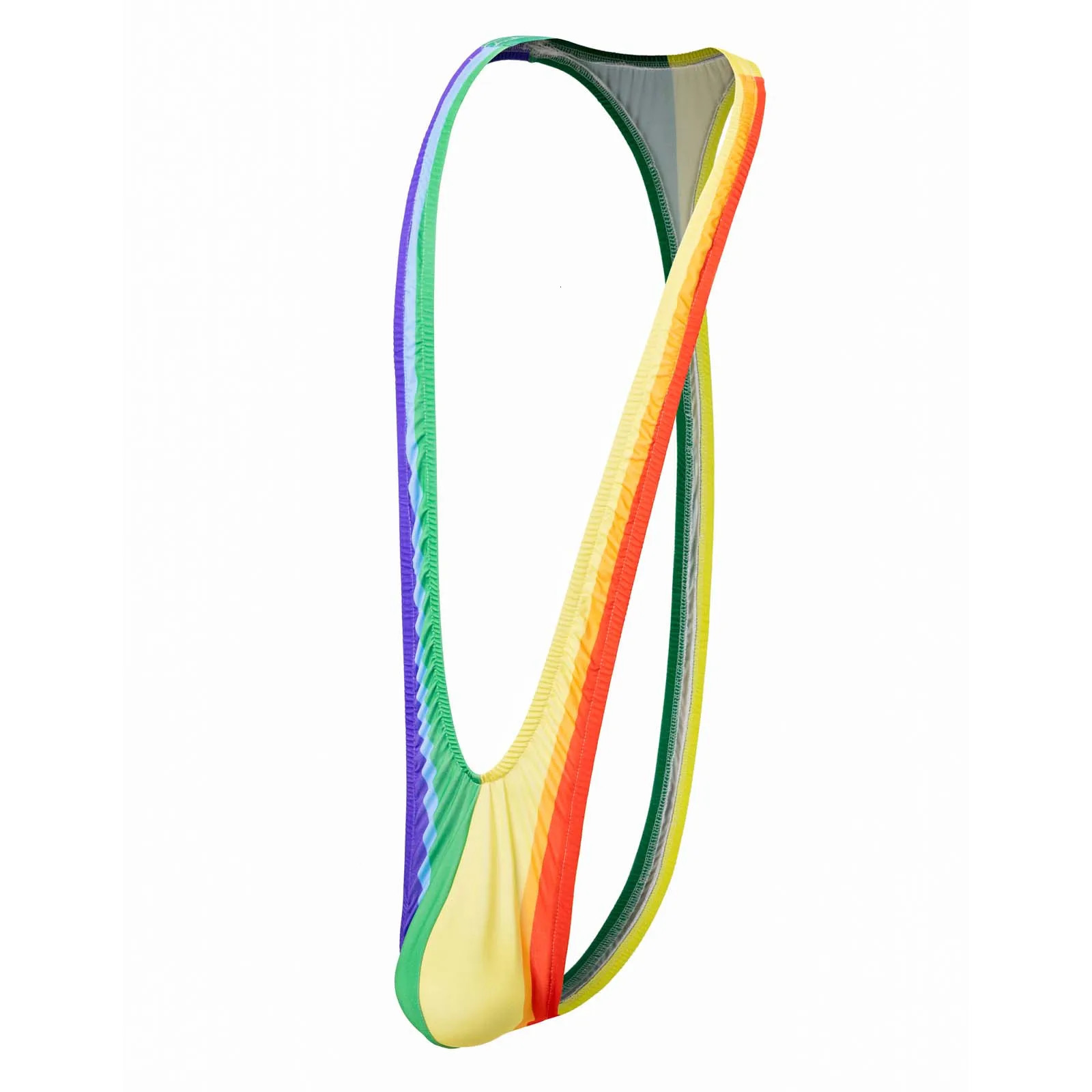Mens sexy underwear open thong Mankini rainbow one-piece swimsuit thong underwear swimsuit 250207