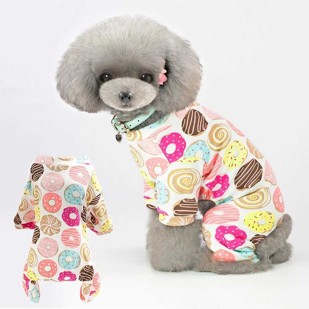 100% Cotton Sweet Donut Dog Pajamas Cat Clothes Pet Onesies Dogs PJS Doggie Jammies Puppy Small Dog Four-Legged Jumpsuit RompersXJ250210
