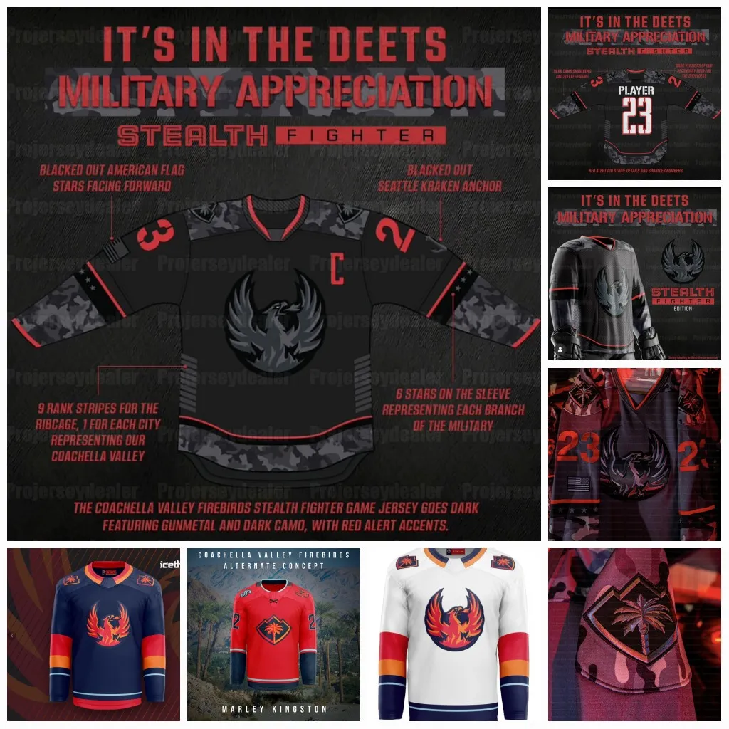 Coachella Valley Firebirds 2024 Hockey Jerseys Max McCormick Andrew Poturalski Joey Daccord John Hayden Matt Tennyson Jake McLaughlin Petman
