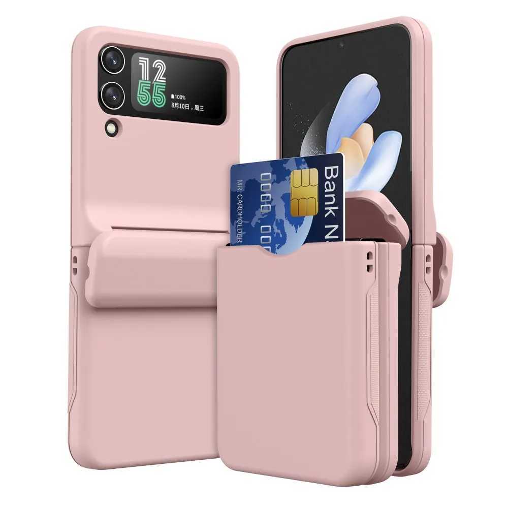 For Galaxy Z Flip 3 4 Case Matte Skin-Friendly Card Pocket Hinge All-inclusive Folding Shockproof Hard Cover Accessories Z250210